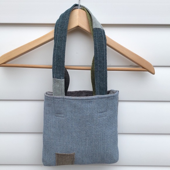 Handmade patchwork upholstery mini bag - Picture 1 of 11